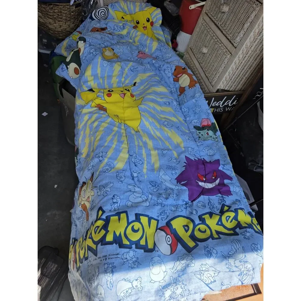 Vintage Nintendo 1998 Pokemon Full Size Bed Comforter Blanket 86x72in USA Made